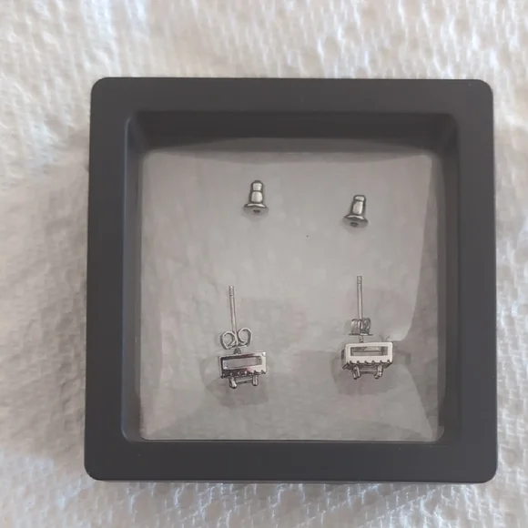 Moissonite Sterling Silver Stud Earrings - Picture 2 of 3